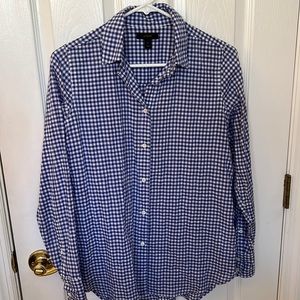 J CREW Women’s Long sleeve striped button down shirt top pink & white Sz…